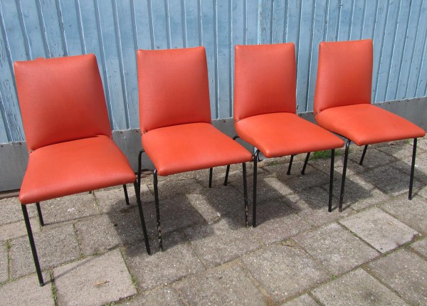 4 franse retro vintage skai stoelen
